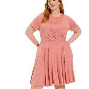 Torrid Super Soft Womens Mini Skater Dress Pink Drape Front Pockets Plus 2X